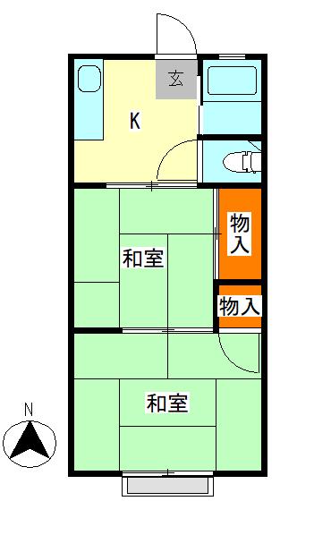 国谷ハイツ(1DK/2階)の間取り写真
