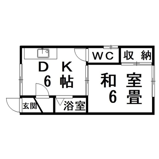 ハイツいこい(1DK/2階)の間取り写真