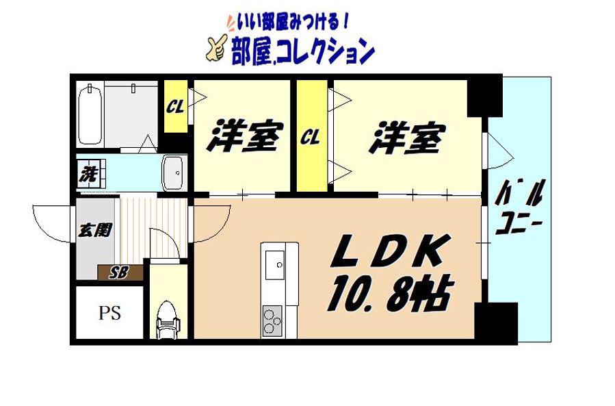ＪＲ鹿児島本線 小倉駅(福岡) 徒歩7分 14階建 築7年(1SLDK/6階)の間取り写真