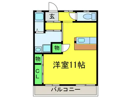 二田ハイツC(ワンルーム/2階)の間取り写真