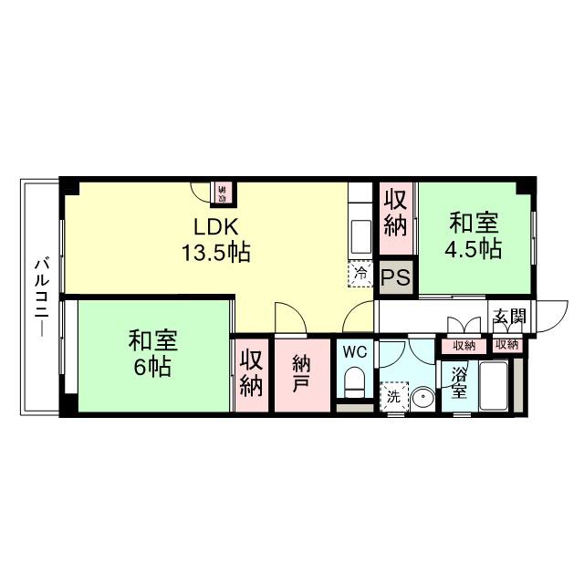 グランドハイツ清水(2LDK/4階)の間取り写真