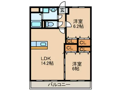 エクレール(2LDK/4階)の間取り写真