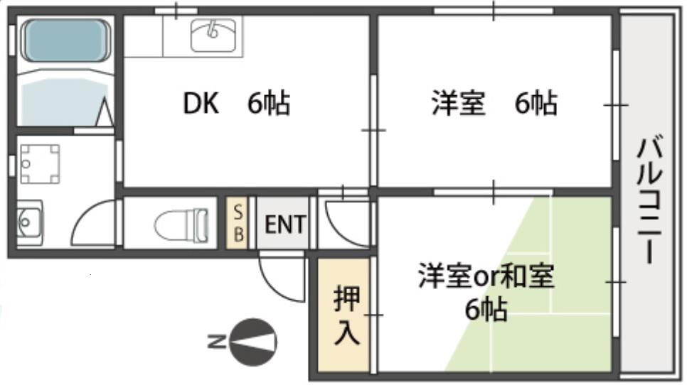フレグランス(2LDK/1階)の間取り写真