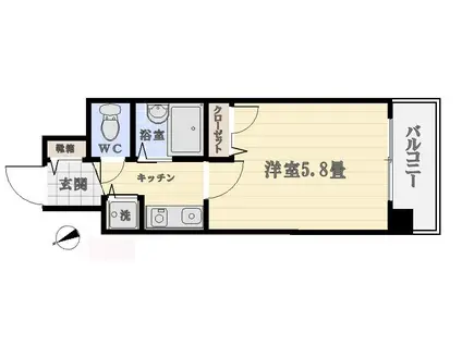 ライオンズステーションプラザ西鹿児島403(1K/4階)の間取り写真