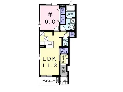 サンヒルズ弐番館(1LDK/1階)の間取り写真