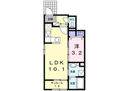 J-シャモニー スロープ I(1LDK/1階)の間取り写真
