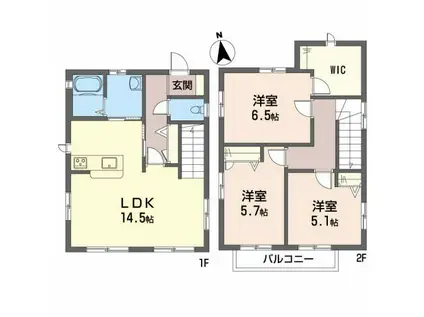 パルモ関谷(3LDK/1階)の間取り写真