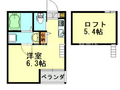 ＪＲ内房線 浜野駅 徒歩4分 2階建 築12年(1K/2階)の間取り写真