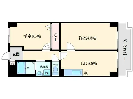 日生ロイヤルマンション高津(2LDK/5階)の間取り写真