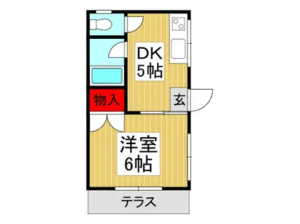 舟渡ハイツカマクラ(1DK/1階)の間取り写真