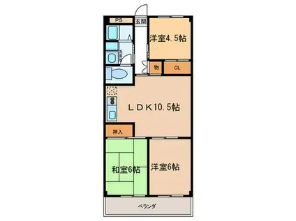 OS・SKYマンション西中島II(3LDK/3階)の間取り写真