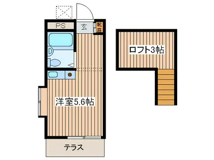 シオンハウス(ワンルーム/2階)の間取り写真