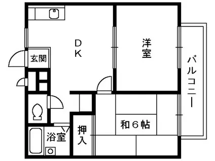 モアクレスト井ノ口(2DK/2階)の間取り写真