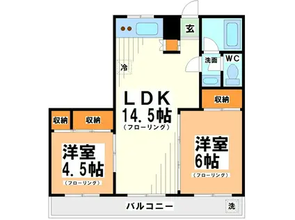 三鷹台サンハイツ(2LDK/2階)の間取り写真