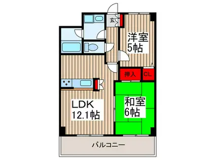 南浦和パインマンション(2LDK/9階)の間取り写真