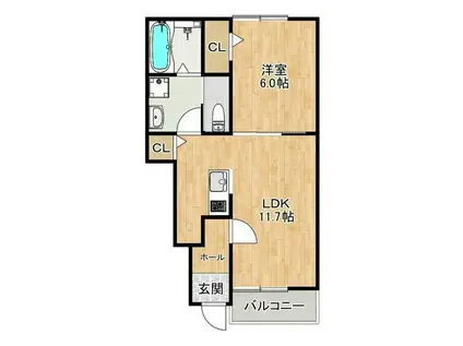 AFC RESIDENCE見付B(1LDK/1階)の間取り写真