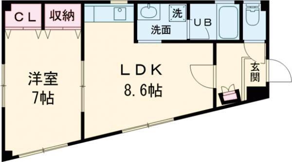 コーポクボ(1DK/2階)の間取り写真