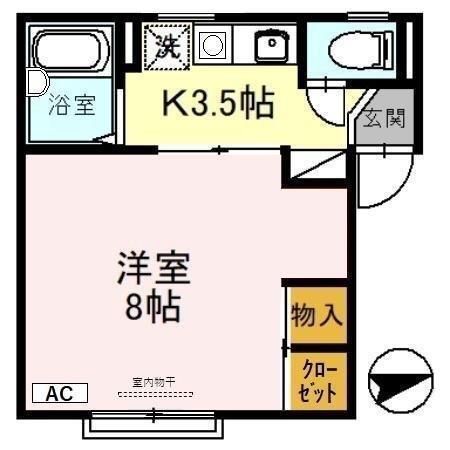 HONEY・BEE(1K/1階)の間取り写真