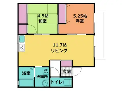 サニーハイム洋光 A棟(2LDK/2階)の間取り写真