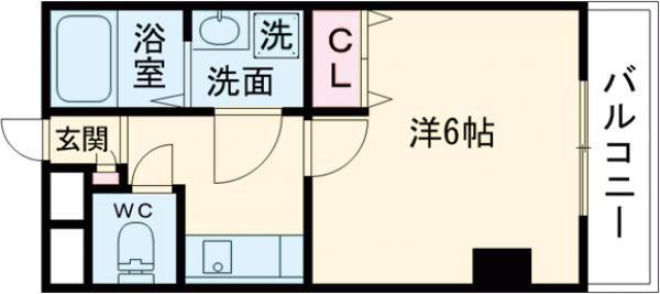 ラムール六甲山ノ手(1K/1階)の間取り写真