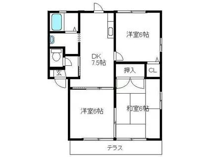 エルクレール (3DK/2階)の間取り写真