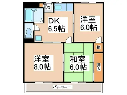 ハッピーハウス21(3DK/2階)の間取り写真
