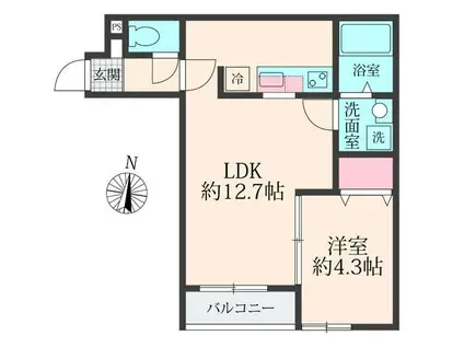 ミリアビタ前原(1LDK/3階)の間取り写真