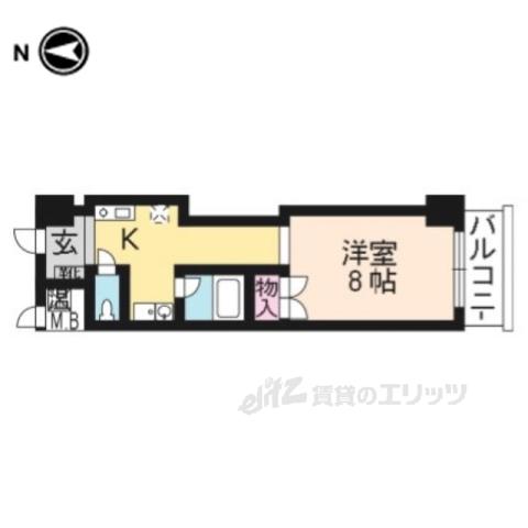 KIND3 南館(1K/7階)の間取り写真