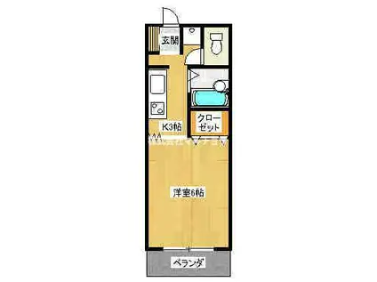 ハイツレジェンド(1K/3階)の間取り写真