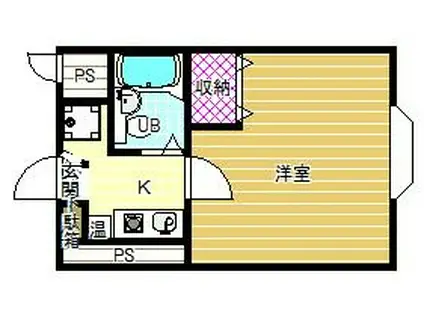 オレンジハウス3(1K/2階)の間取り写真