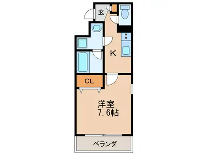 ジョイナス車道(1K/1階)の間取り写真