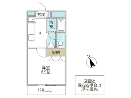 デュー・プレミエ(1K/1階)の間取り写真