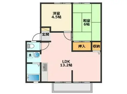 サンビレッジ築捨A(2LDK/1階)の間取り写真
