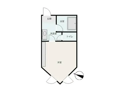 コーポ森の家(ワンルーム/2階)の間取り写真