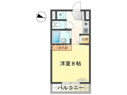 ステップVIII(ワンルーム/2階)の間取り写真