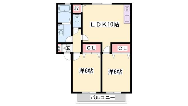 ピュアハイム(2LDK/2階)の間取り写真
