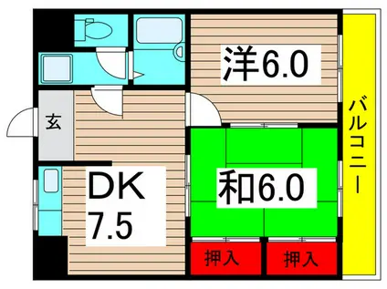 グランレッド1(2DK/4階)の間取り写真