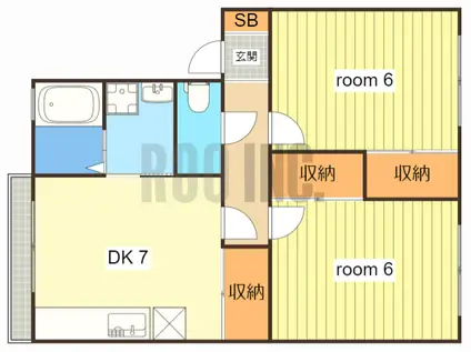 蒲田SOLSTAGE(2DK/1階)の間取り写真