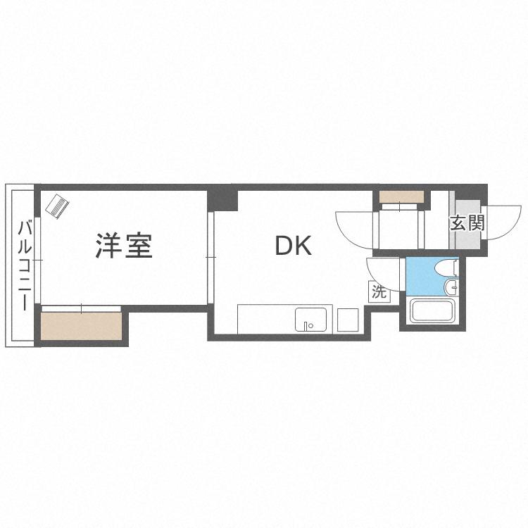 ビッグパレス白石(1DK/2階)の間取り写真