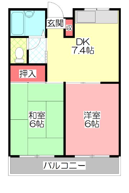 GM藤田町イースト(2DK/3階)の間取り写真