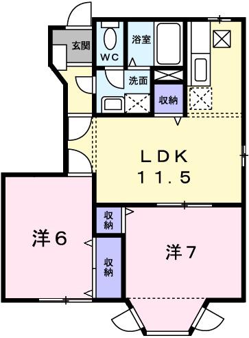 グランテール汐見台(2LDK/1階)の間取り写真