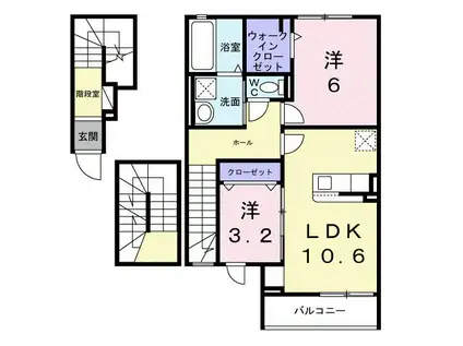 グラン・シャトー武蔵嵐山A(2LDK/3階)の間取り写真