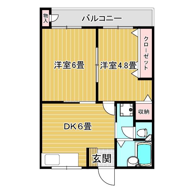 シャルマンコーポ(2DK/2階)の間取り写真
