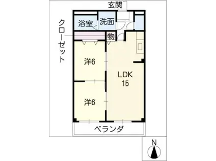 サザンウインドV(2LDK/3階)の間取り写真