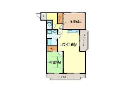 セントラル宮本(2LDK/2階)の間取り写真