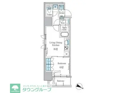 パークアクシス小伝馬町(1LDK/12階)の間取り写真