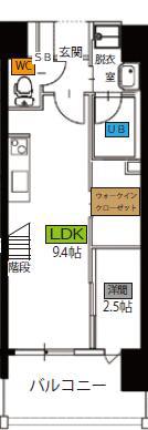 ベイグランデ(1LDK/2階)の間取り写真