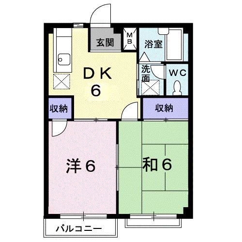 エルデイム西本A(2DK/2階)の間取り写真