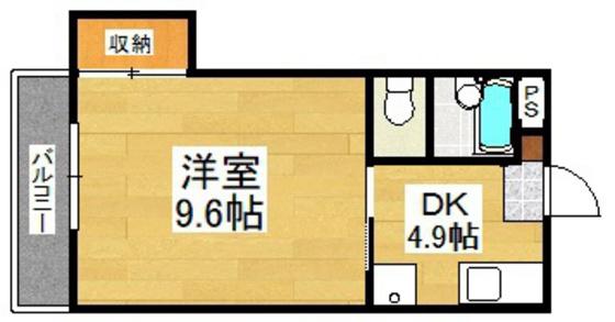 エルム大元(1DK/2階)の間取り写真