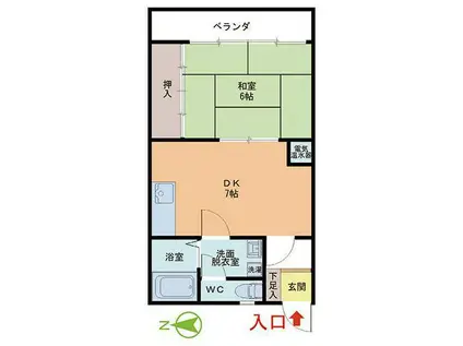 パークビレッジ春日(1DK/2階)の間取り写真